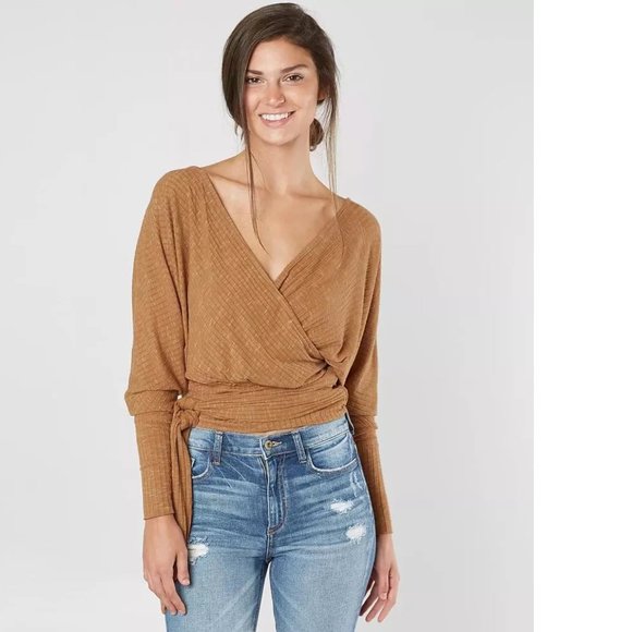 Free People East Coast Moroccan Spice Draped Dolman Sleeve Wrap Top Small - Picture 1 of 5